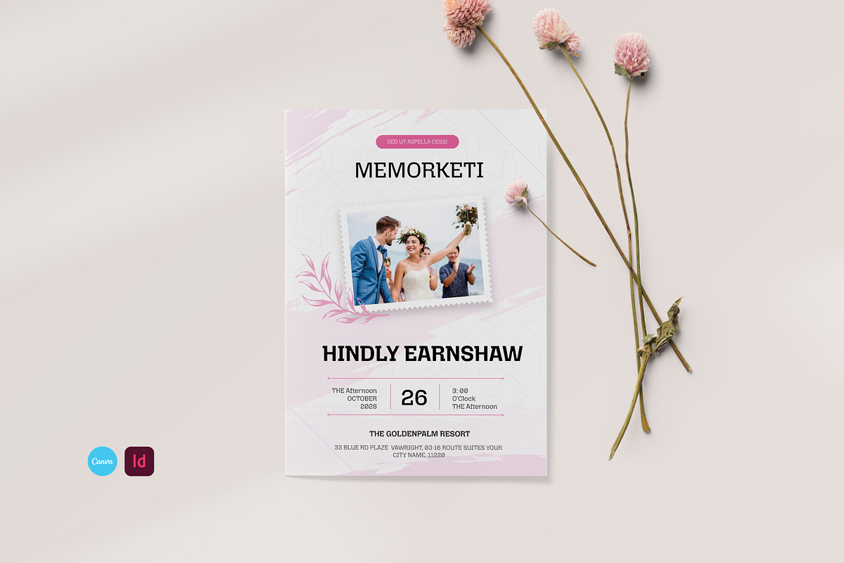 Funeral Program with Deco Border, an Invitation Template by Creatiya Type (Photo 1 of 6)