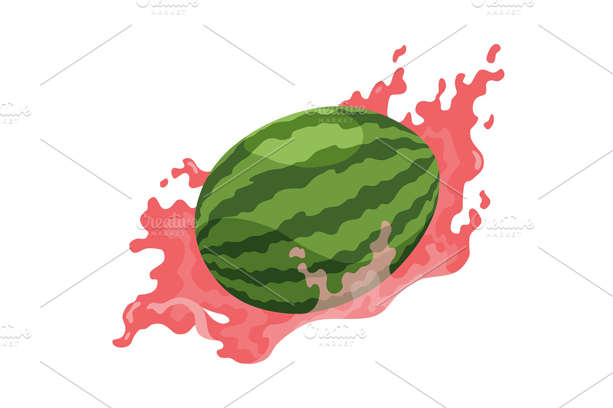 Watermelon icon of whole ripe red, a Food Illustration by the8monkey