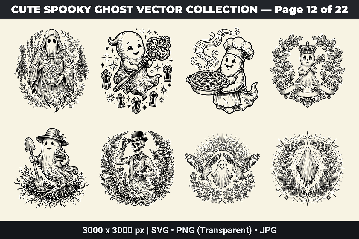 Cute Ghost SVG Bundle Vol - 01, an Object Graphic by XPERTDESIGNER (Photo 2 of 21)