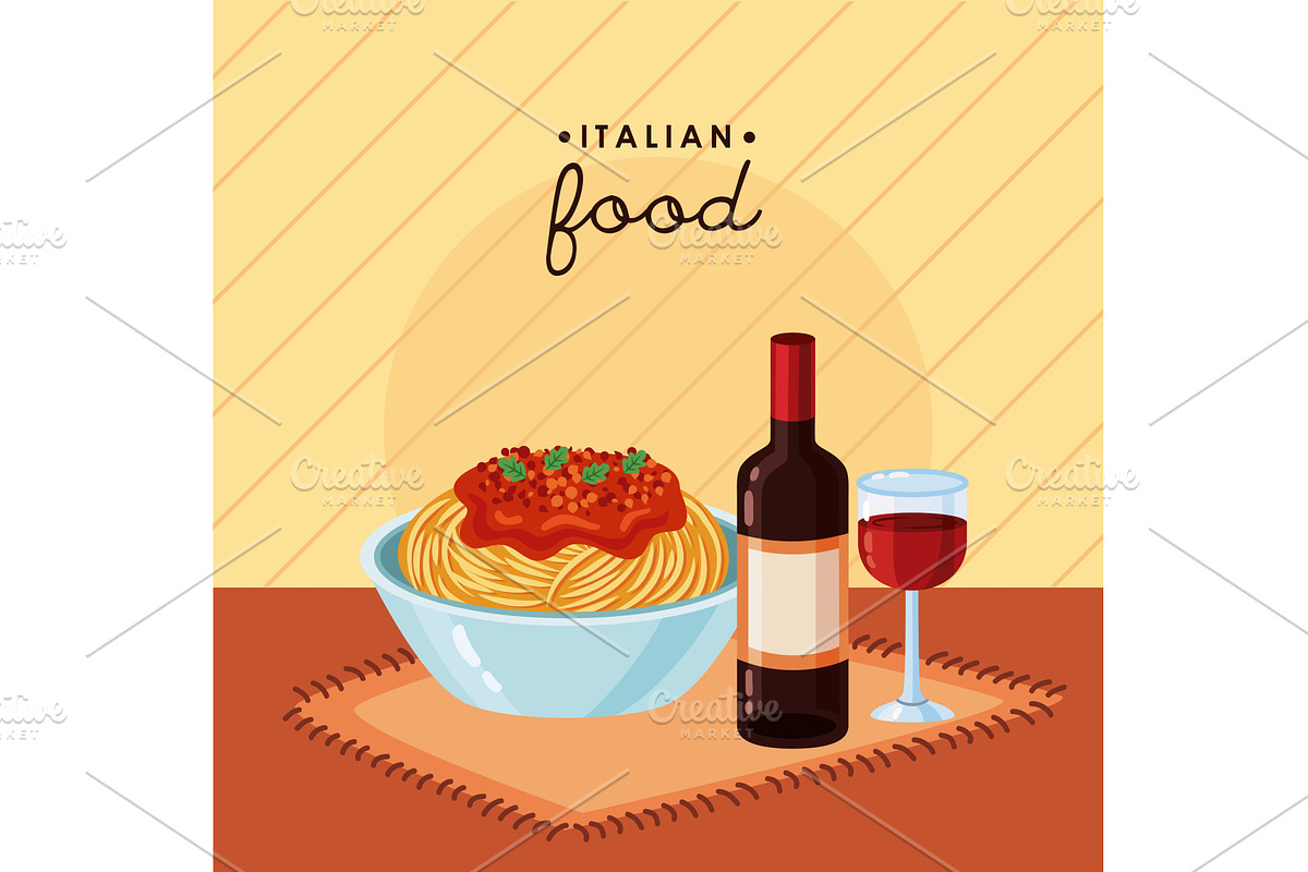 italian food lettering, a Food Illustration by studiogstock