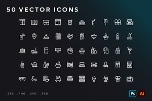 Bed and breakfast icons, an Outline Icon by Wencory