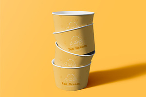 3d Stack Of Ice Cream Cup Mockup