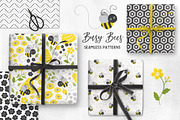 Busy Bees Baby Vector Patterns, a Pattern Graphic by Wild Twig Co (Thumbnail 1 of 9)