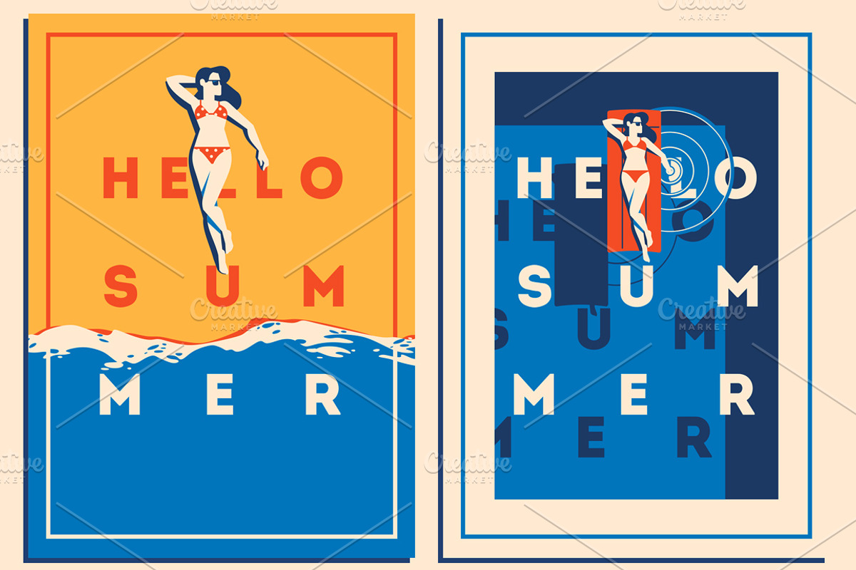 8 Summer Posters & Badge #1, a Decorative Illustration by Alexander Baidin (Photo 3 of 6)