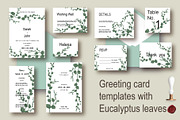 Invitations with eucalyptus leaves, an Invitation Template by Digital illustration shop (Thumbnail 1 of 5)