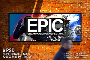 Urban Wall Mockup Set 01, a Print Template by Epic By Design