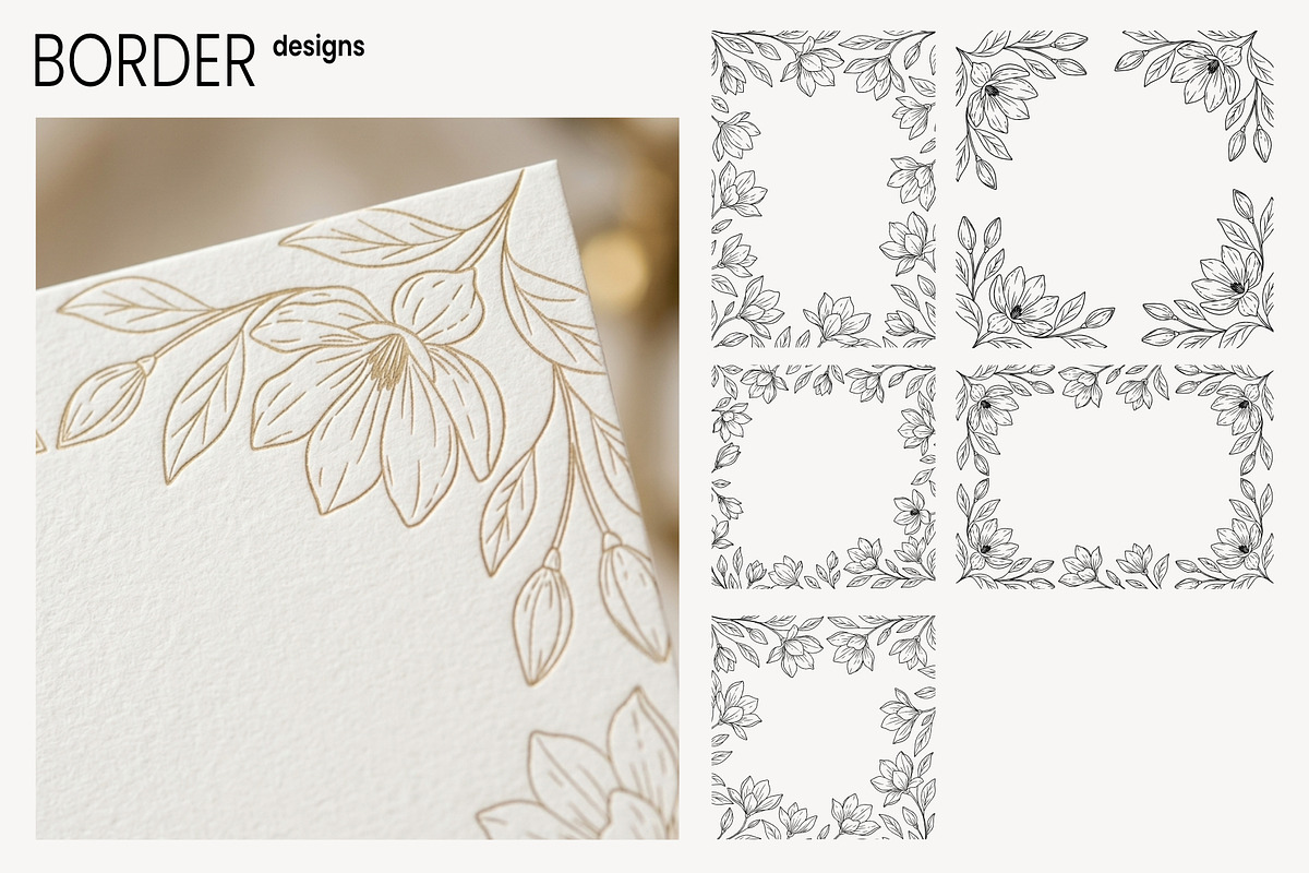 Magnolia Wedding Frames & Clipart, a Decorative Illustration by moja doodle (Photo 5 of 9)