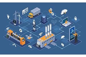 Smart industry 4.0 Industrial, a Technology Illustration by TopVector