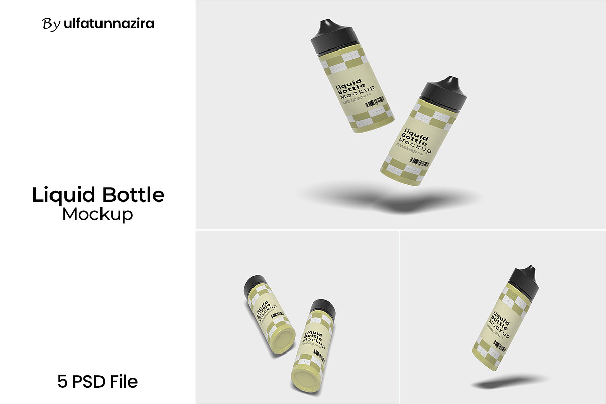 Liquid Bottle Mockup, a Merchandise Mockup by ulfatunnazira (Photo 1 of 6)