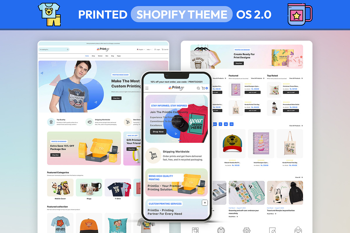 T-shirt Printing | Shopify Theme, a Shopify Template by LogicGo Shopify Experts (Photo 1 of 5)