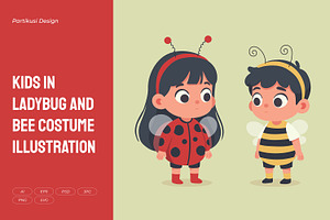 Kids in Ladybug and Bee Costume, an Animal Illustration by Partikusi Design