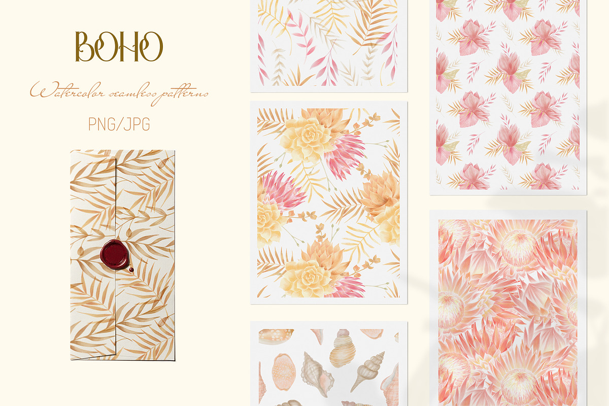 Boho watercolor seamless pattern, a Pattern Graphic by mila_leev (Photo 1 of 10)