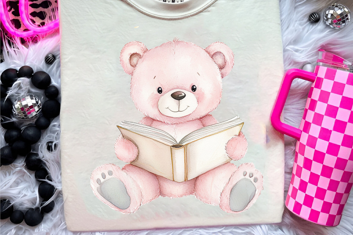 Watercolor Pink Cute Blush Teddy Bea, an Illustration by CreationArt (Photo 4 of 9)