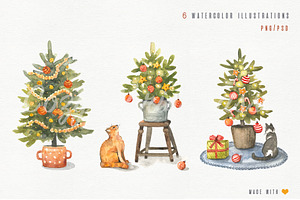 Christmas Trees Watercolor Set