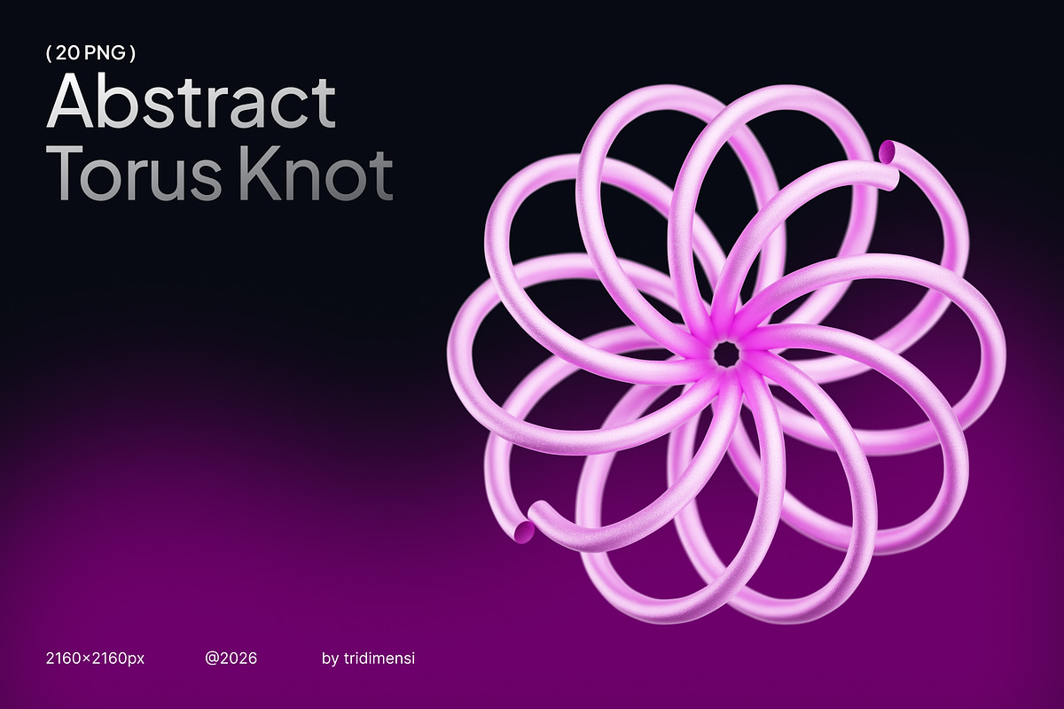 Torus Knot Colorful 3D Icon Set, an Object 3D Model by Eklip Studio (Photo 1 of 3)