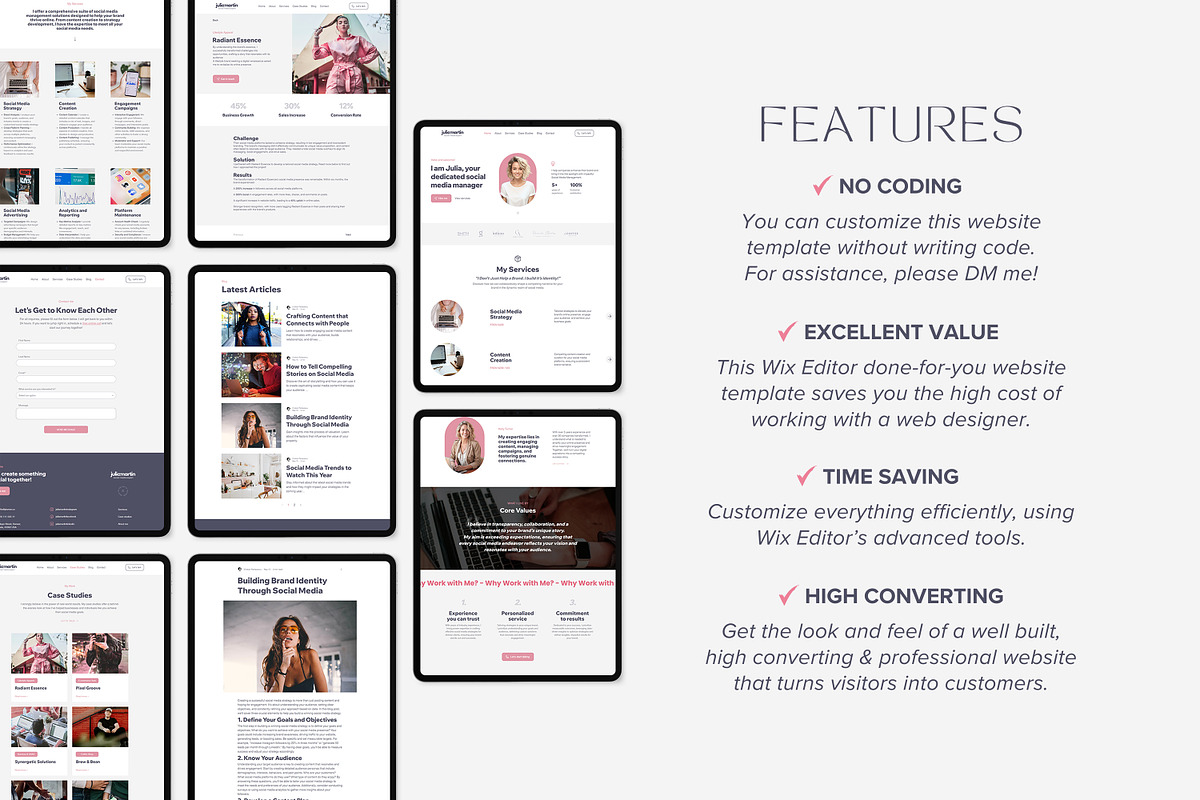 Wix Template Social Media Manager, a Wix Template by vectorocean (Photo 5 of 11)