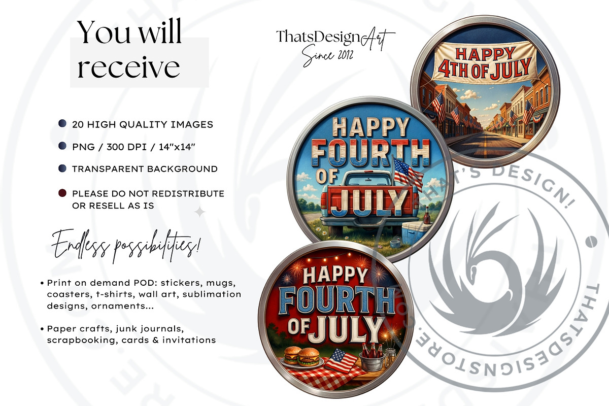 Fourth of July party Slogans PNG V1, a Seasonal Illustration by ThatsDesignArt (Photo 2 of 10)