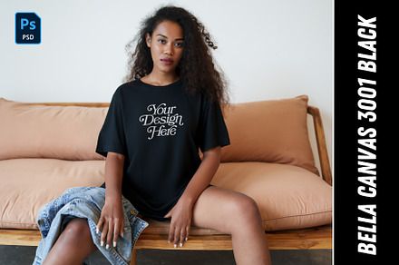 Bella Canvas Black T-shirt Mockup, a Shirt Mockup by MojoMocks