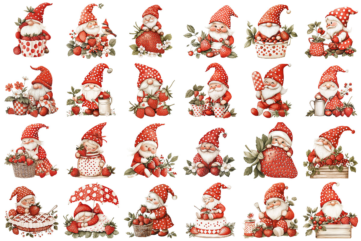 Strawberry Gnome PNG Clipart, an Illustration by designcity5 (Photo 2 of 5)
