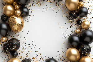 Bunch of Golden and black balloons f, a Beauty & Fashion Photo by Pixeness Studio