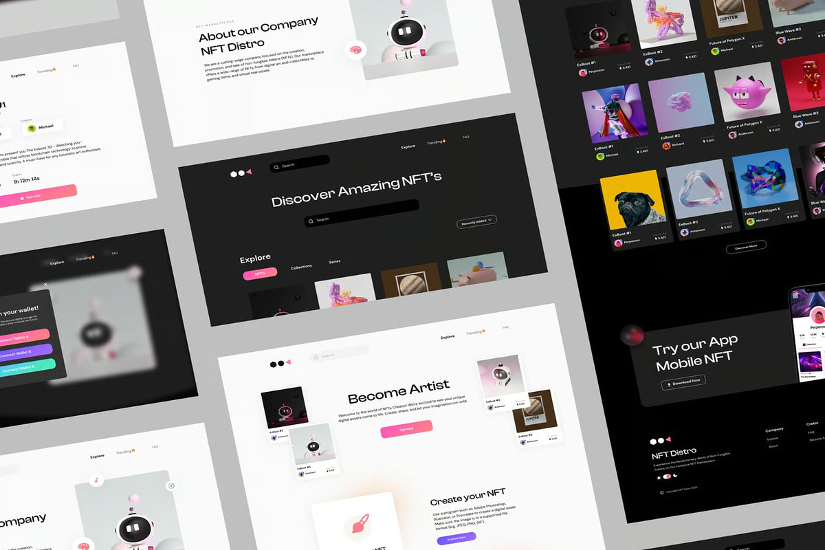 NFT Distro NFT Website UI Design KIT, an UI Kit Template by Lumina_ui_ux202 (Photo 2 of 7)