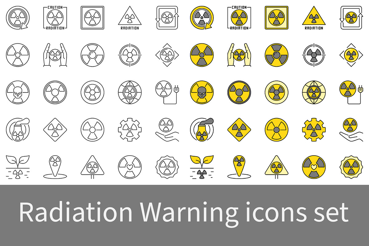 Radiation Warning icons set, an Icon by VenomousVector