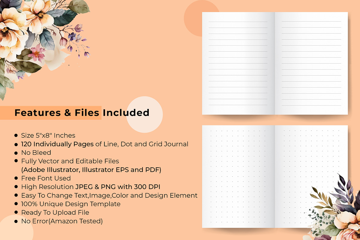 Lined,Dot,Grid journal Kdp Interior, a Stationery Template by Hurairagraphics (Photo 4 of 7)
