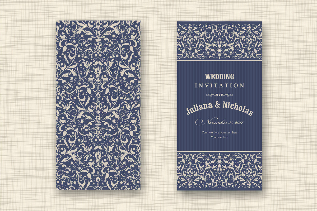 Wedding Set. Pattern and Invitation., a Card Template by NataLito (Photo 3 of 7)