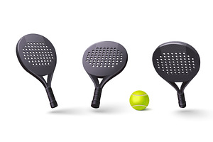 Padel racket with yellow ball, a Sport Illustration by art PVP - market