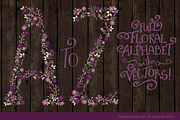 Deep Plum Vector Floral Alphabet, an Illustration by Amanda Ilkov (Thumbnail 2 of 5)