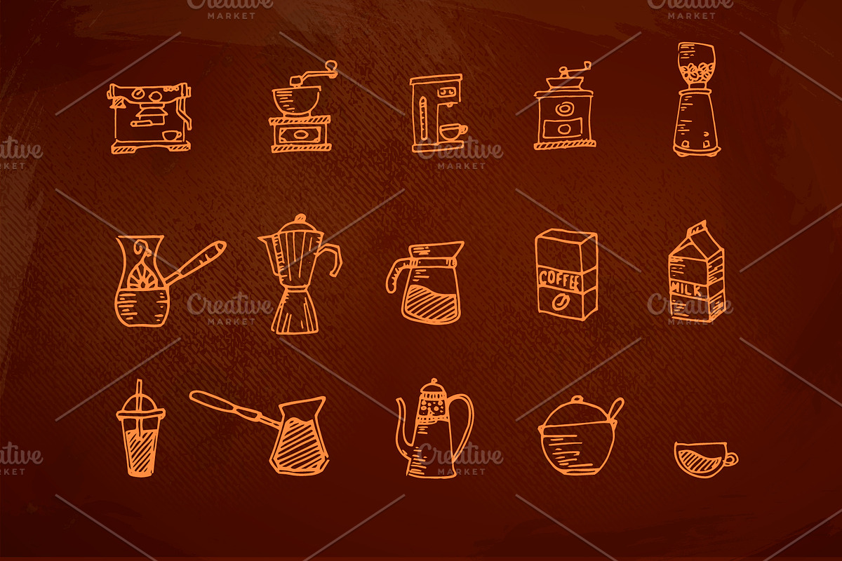 100+ Hand Drawn Coffee House element, an Outline Icon by Vitaliy Starkov (Photo 4 of 8)
