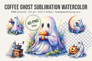 Coffee Ghost Sublimation PNG, an Illustration by Artnoy