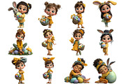 Whimsical Easter Girl Clipart, an Illustration by DreamArtGraphic (Thumbnail 3 of 4)