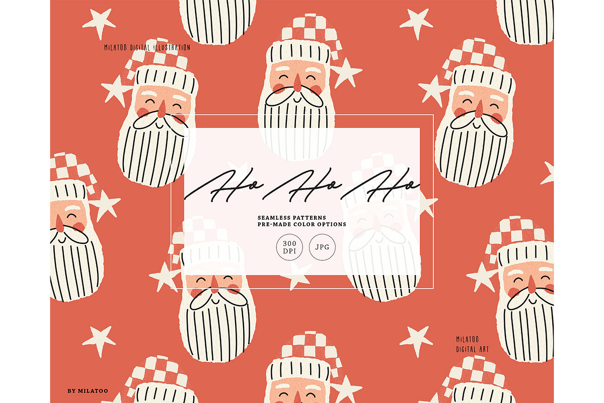 Merry Christmas - Santa Face pattern, a Pattern Graphic by Milatoo (Photo 1 of 5)