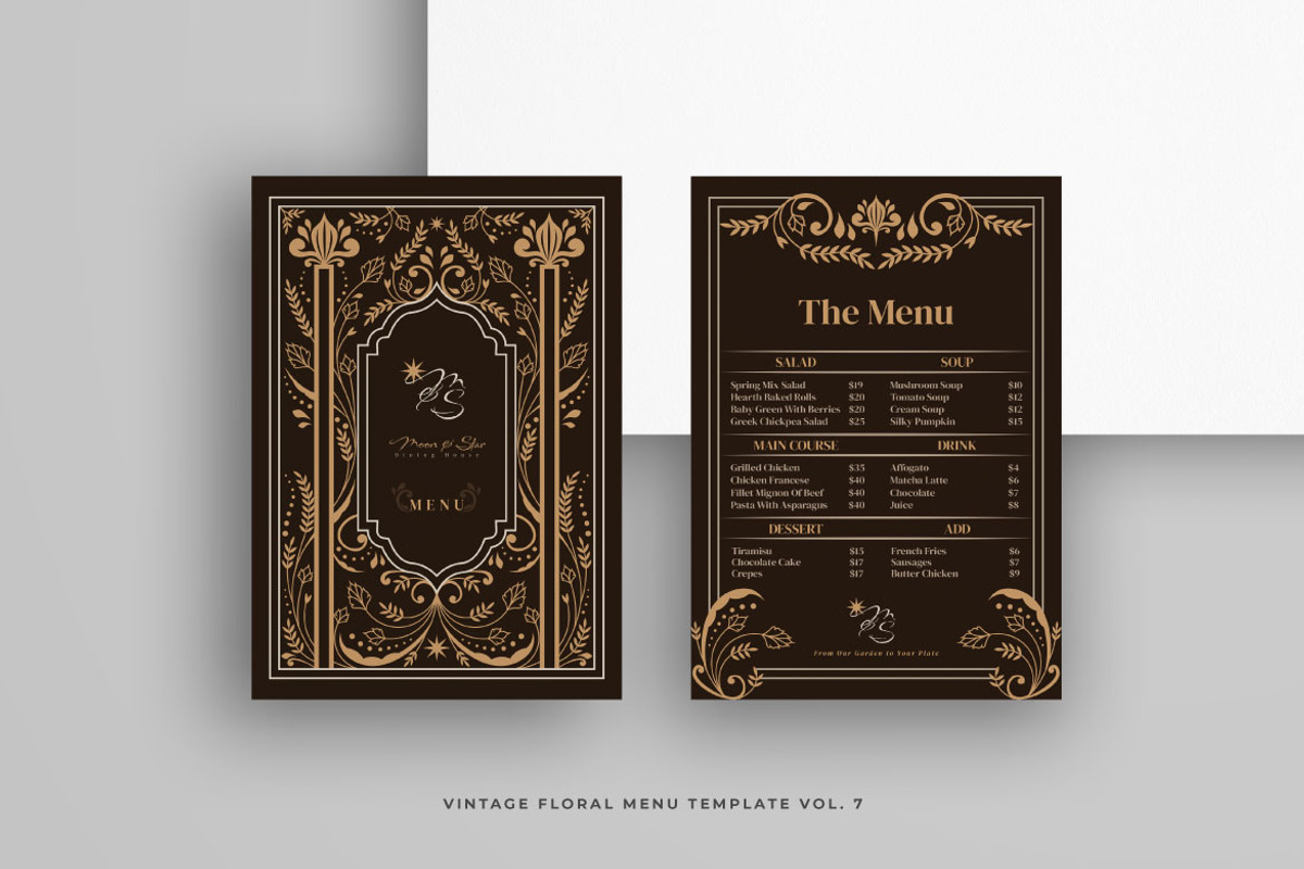 Vintage Floral Menu Vol.7, a Brochure Template by Bewalrus Studio (Photo 5 of 5)