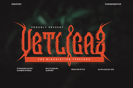 Vetlicaz - Blackletter Font, a Blackletter Font by Dhabee