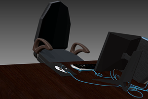 DELL ALIENWARE PC ON TABLE Low-poly