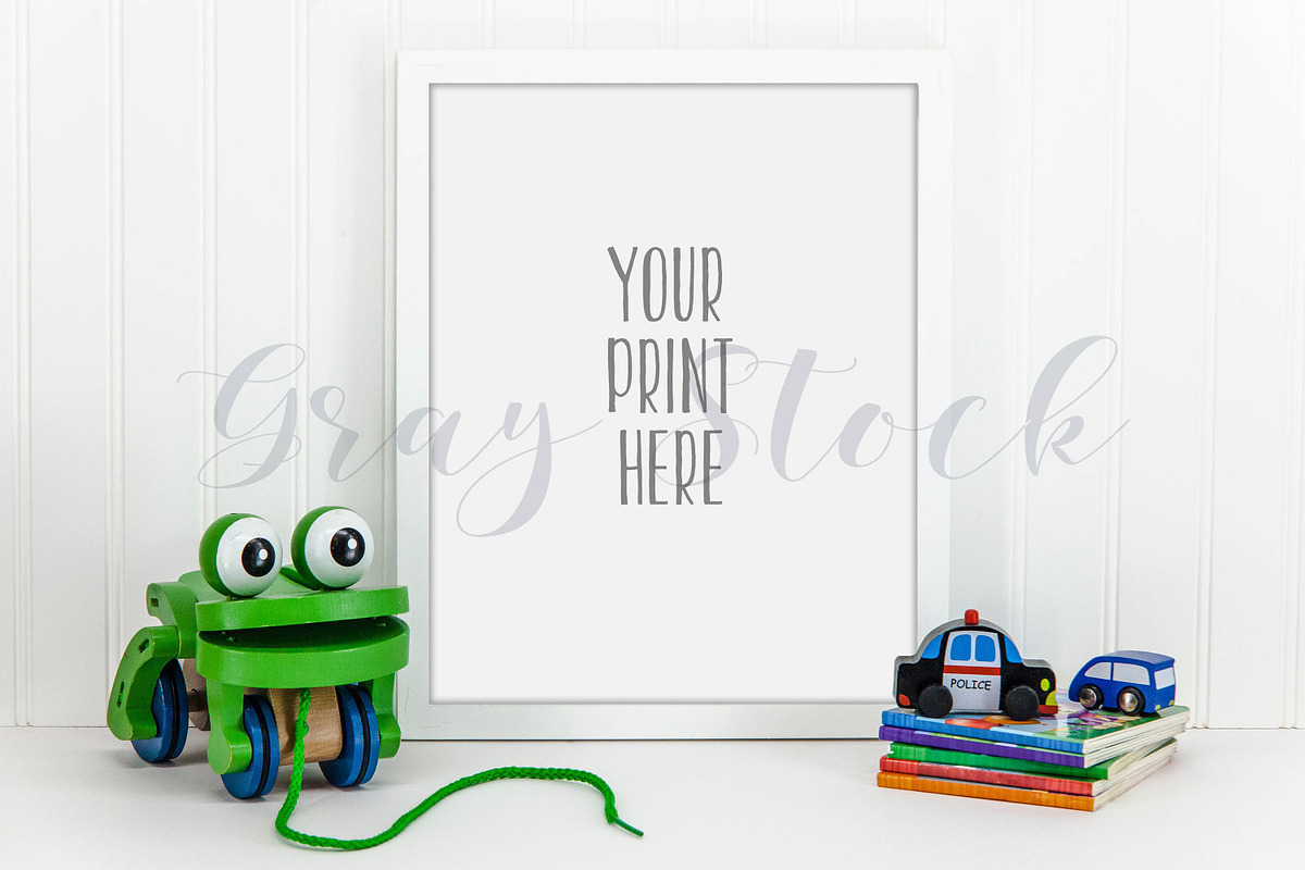 Children's White Frame Mock Up, a Print Template by Gray Stock