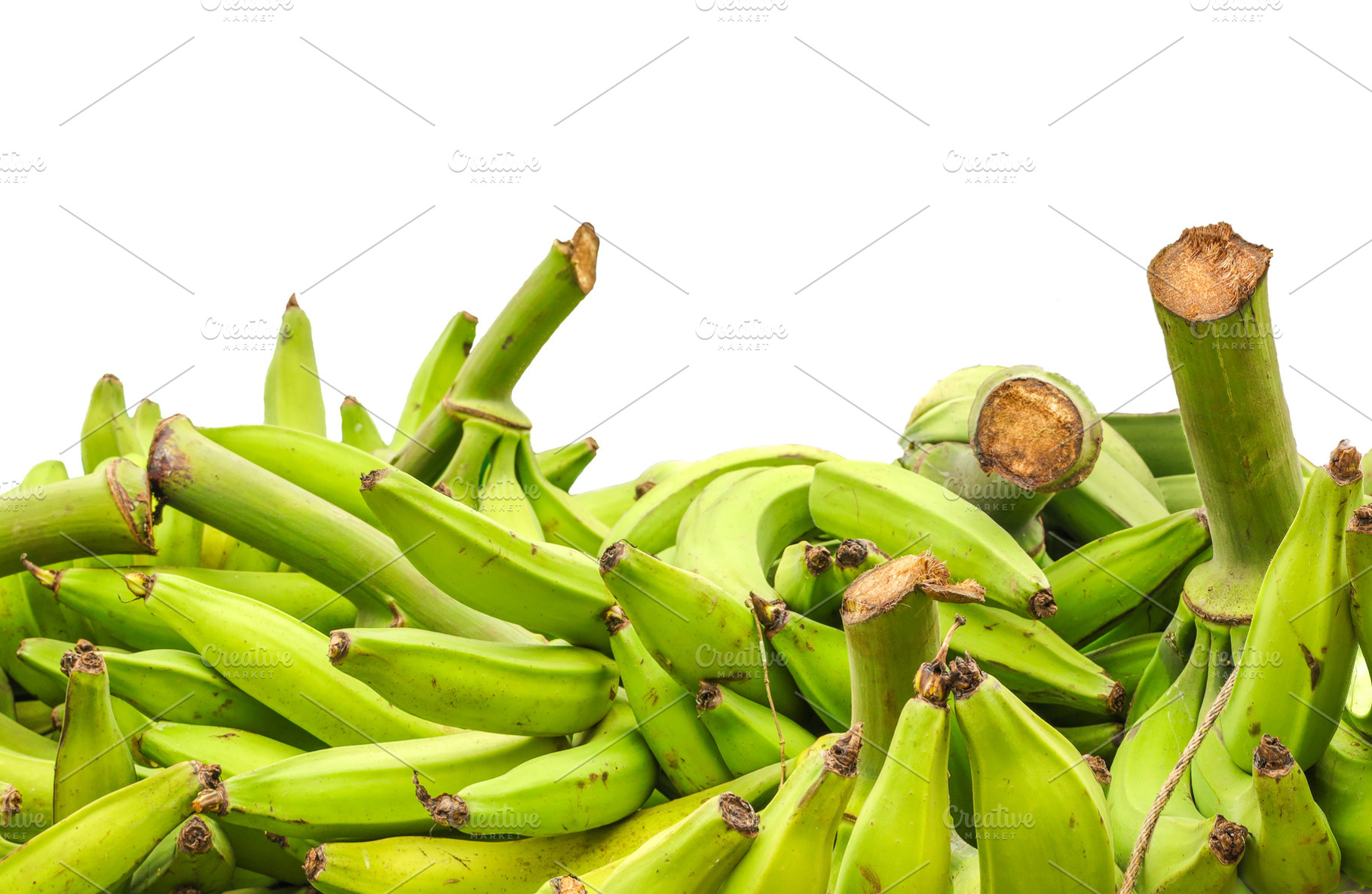 Bunch of green bananas on white, a Food & Drink Photo by worlditravelilove
