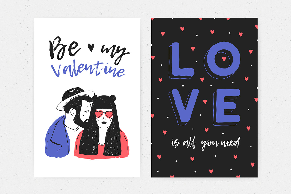 Happy Valentine's day cards set, a Decorative Illustration by Good Studio (Photo 6 of 10)