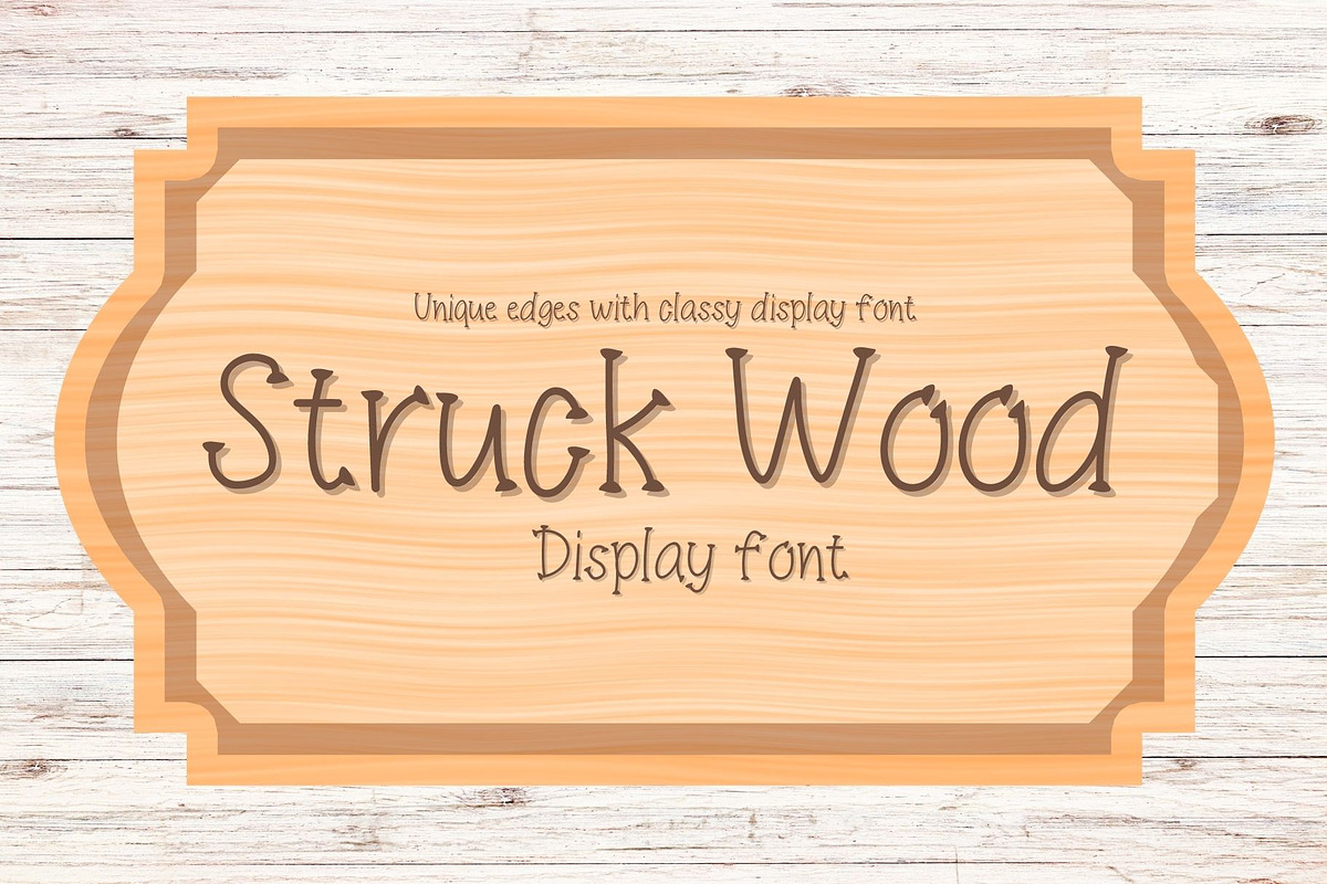 Struck wood Display font, a Sans Serif Font by Mehul Munjani (Photo 1 of 9)