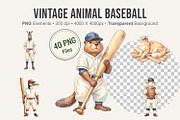 Vintage Animal Baseball PNGs, an Illustration by Artnoy (Thumbnail 1 of 8)