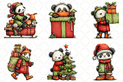Whimsical Christmas Panda Clipart, an Animal Illustration by Black Bird Studio (Thumbnail 2 of 3)