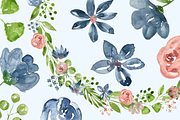 I'm Blue Watercolor Flowers Clip Art, an Illustration by OM Creativ (Thumbnail 2 of 8)