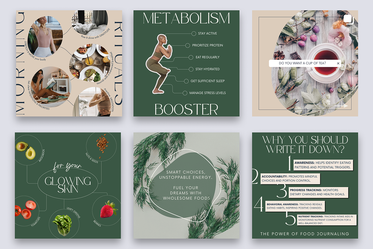90+ Nutrition Coach Canva Templates, a Social Media Template by Glow Muse Studio (Photo 7 of 9)