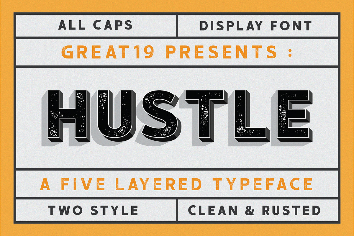 HUSTLE | vintage 5 layered font