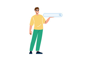 Man holding search bar navigating, a Technology Illustration by pikepicture
