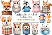 Peeking Cute Animals Pocket Clipart, an Illustration by DreamArtGraphic (Thumbnail 1 of 4)