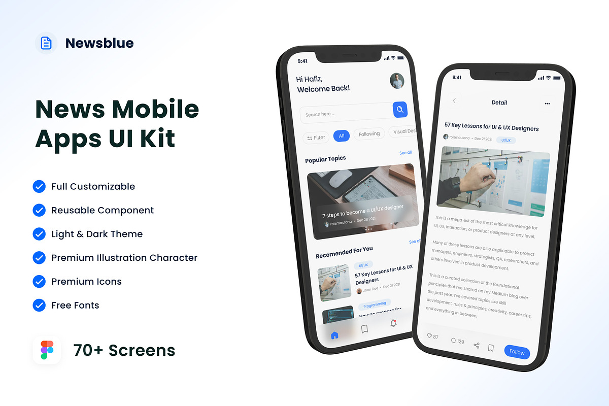 News Blue UI Kit, a Templates & Theme by Kawalan Studio (Photo 1 of 6)