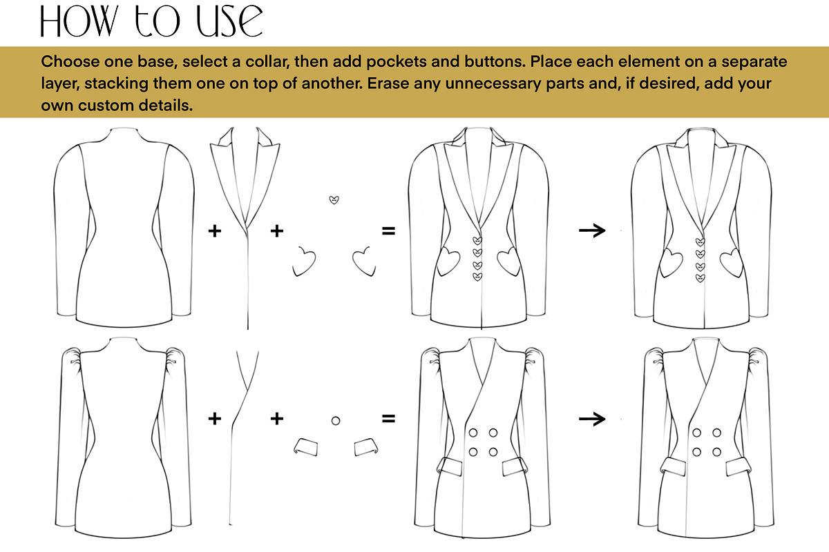 Blazer Constructor - Mix & Match set, an Object Graphic by designs.svkl (Photo 9 of 11)